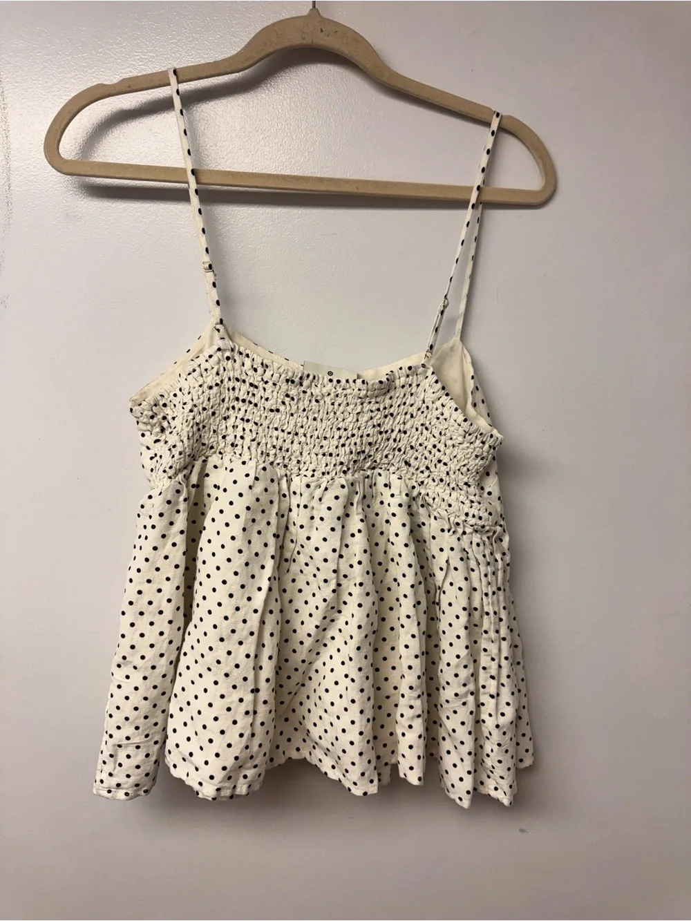 Kate Spade New York x Target Polka Dot Linen Babydoll Tank Top Cream Black M B5